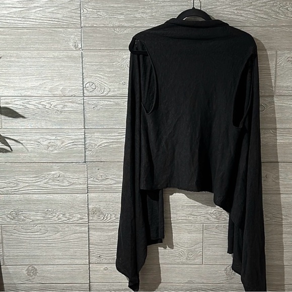 Eileen Fisher Black Draped Open-Front Cardigan - Picture 2 of 6